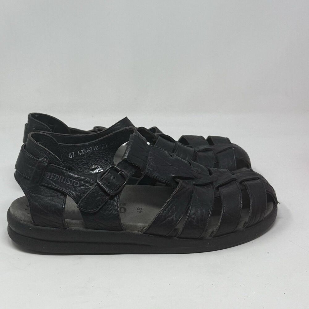 Mephisto Sam Fisherman Sandals Mens 11 EU 45 Black Leather Casual Comfort